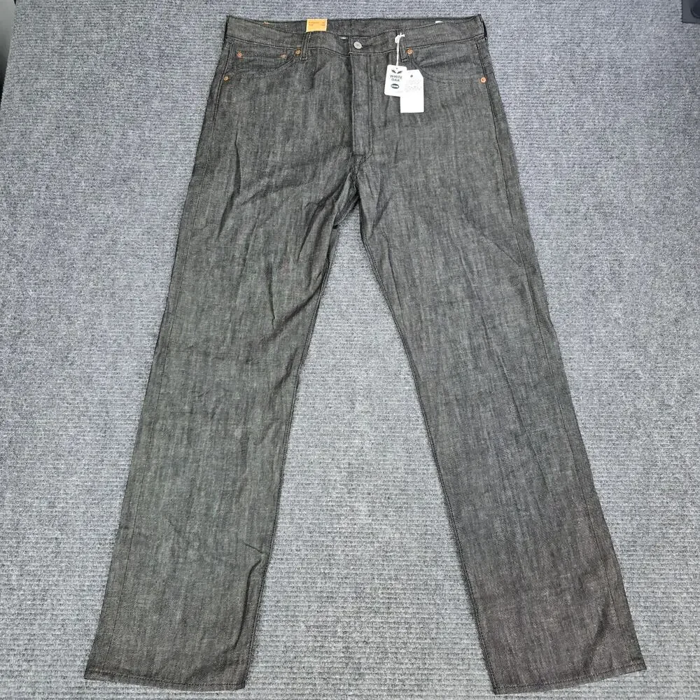 NWT Levi's 501 Jeans Mens 38x34 Black Denim Button Fly Rare White Oak Cone STF